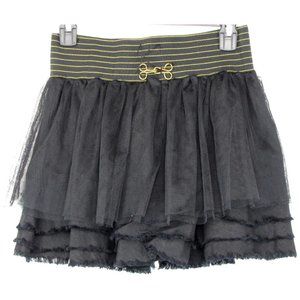 SALE!  Ruffle Goth Black Gold Short Mini Skirt